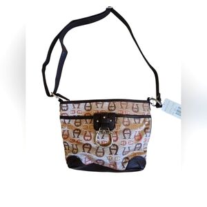 NWT Etienne Aigner Signature Brown And Silver Logo Shoulder Bag